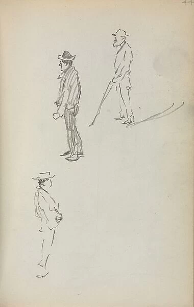 Italian Sketchbook: Three Standing Men (page 44), 1898-1899. Creator: Maurice Prendergast