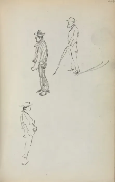 Framed Print : Italian Sketchbook: Three Standing Men (page 44), 1898-1899. Creator: Maurice Prendergast Framed Print : Italian Sketchbook: Three Standing Men (page 44), 1898-1899. Creator: Maurice Prendergast