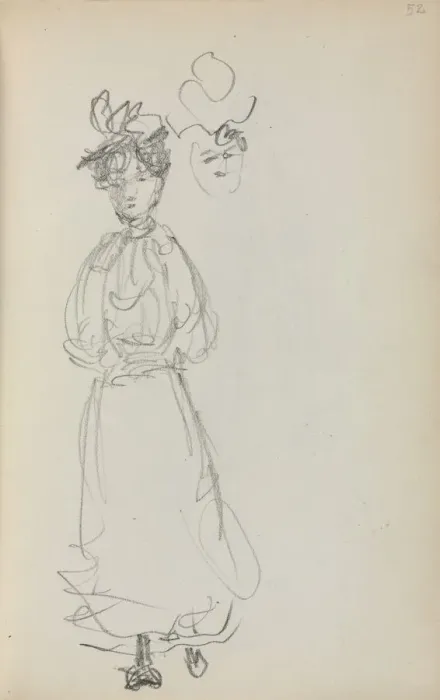 Framed Print : Italian Sketchbook: Standing Woman, face (page 52), 1898-1899. Creator: Maurice Prendergast Framed Print : Italian Sketchbook: Standing Woman, face (page 52), 1898-1899. Creator: Maurice Prendergast