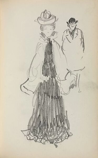 Italian Sketchbook: Standing Woman and Man (page 125), 1898-1899. Creator: Maurice Prendergast