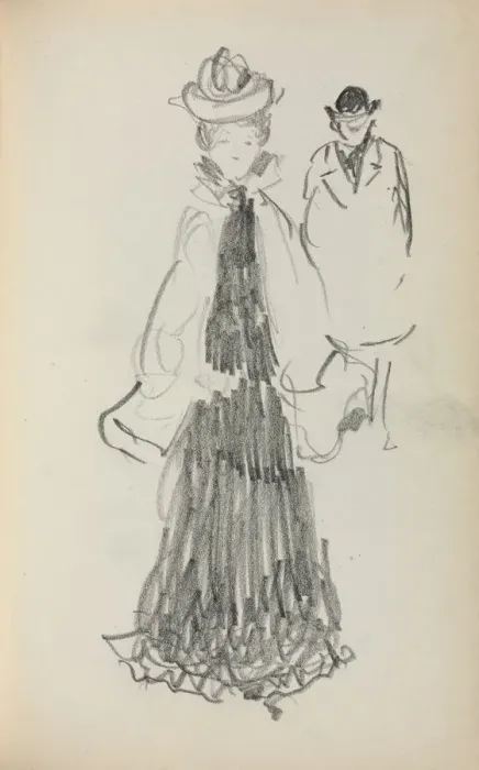 Framed Print : Italian Sketchbook: Standing Woman and Man (page 125), 1898-1899. Creator: Maurice Prendergast Framed Print : Italian Sketchbook: Standing Woman and Man (page 125), 1898-1899. Creator: Maurice Prendergast