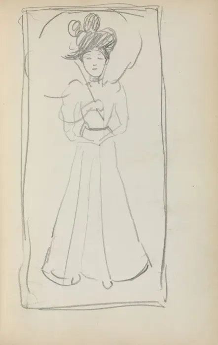 Framed Print : Italian Sketchbook: Standing woman with parasol (page 233), 1898-1899 Framed Print : Italian Sketchbook: Standing woman with parasol (page 233), 1898-1899