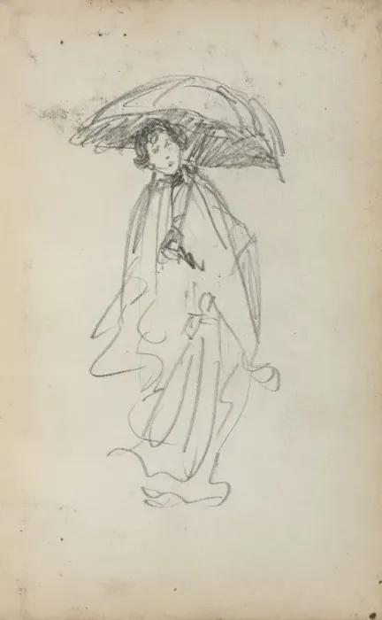 Framed Print : Italian Sketchbook: Standing Woman with Parasol (page 259), 1898-1899 Framed Print : Italian Sketchbook: Standing Woman with Parasol (page 259), 1898-1899