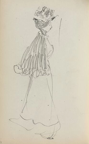 Italian Sketchbook: Standing Woman in profile (page 130), 1898-1899. Creator: Maurice Prendergast