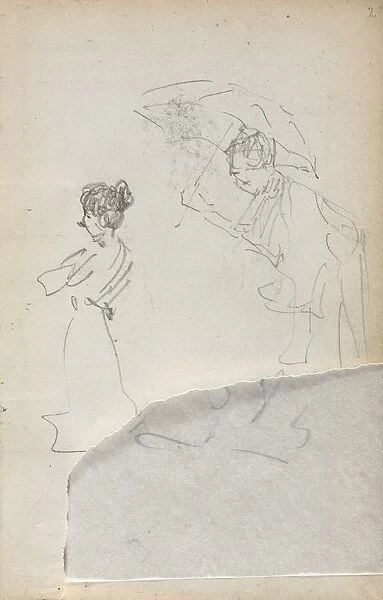Italian Sketchbook: Standing Woman in profile & Man with an Umbrella (page 2), 1898-1899