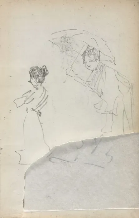 Framed Print : Italian Sketchbook: Standing Woman in profile & Man with an Umbrella (page 2), 1898-1899 Framed Print : Italian Sketchbook: Standing Woman in profile & Man with an Umbrella (page 2), 1898-1899