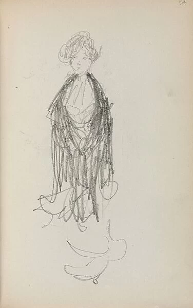 Italian Sketchbook: Standing Woman with Shawl (page 54), 1898-1899. Creator: Maurice Prendergast