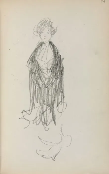Framed Print : Italian Sketchbook: Standing Woman with Shawl (page 54), 1898-1899. Creator: Maurice Prendergast Framed Print : Italian Sketchbook: Standing Woman with Shawl (page 54), 1898-1899. Creator: Maurice Prendergast