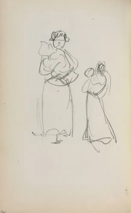 Framed Print : Italian Sketchbook: Two Standing Women holding Infants (page 140), 1898-1899. Creator Framed Print : Italian Sketchbook: Two Standing Women holding Infants (page 140), 1898-1899. Creator