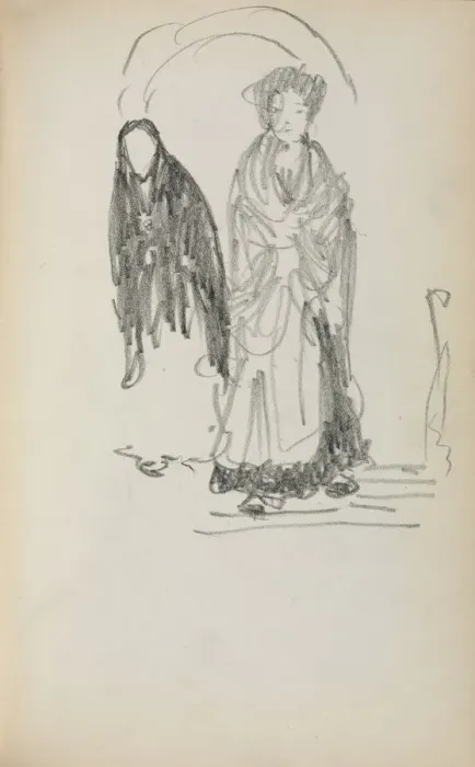 Framed Print : Italian Sketchbook: Two Standing Women (page 123), 1898-1899. Creator: Maurice Prendergast Framed Print : Italian Sketchbook: Two Standing Women (page 123), 1898-1899. Creator: Maurice Prendergast