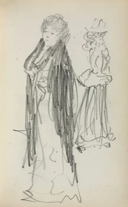 Framed Print : Italian Sketchbook: Two Standing Women (page 129), 1898-1899. Creator: Maurice Prendergast Framed Print : Italian Sketchbook: Two Standing Women (page 129), 1898-1899. Creator: Maurice Prendergast