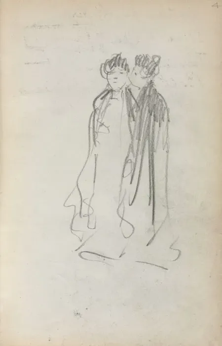 Framed Print : Italian Sketchbook: Two Standing Women (page 4), 1898-1899. Creator: Maurice Prendergast (American Framed Print : Italian Sketchbook: Two Standing Women (page 4), 1898-1899. Creator: Maurice Prendergast (American