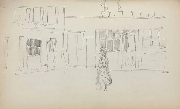 Italian Sketchbook: Street Scene with a Girl ( page 159), 1898-1899. Creator: Maurice Prendergast