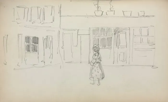 Framed Print : Italian Sketchbook: Street Scene with a Girl ( page 159), 1898-1899. Creator: Maurice Prendergast Framed Print : Italian Sketchbook: Street Scene with a Girl ( page 159), 1898-1899. Creator: Maurice Prendergast