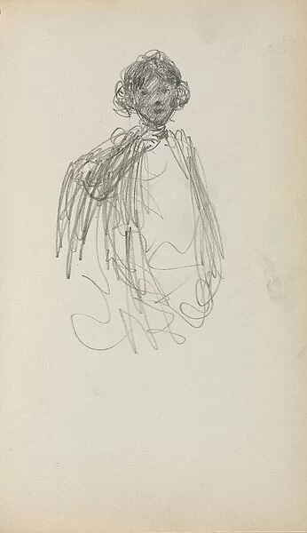 Italian Sketchbook: Woman, waist length (page 217), 1898-1899. Creator: Maurice Prendergast