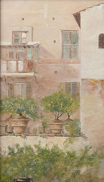 Italian Study. Patio with Lemon-Trees in Flowerpots. Creator: Lars Jacob von Röök