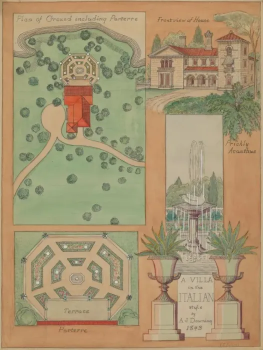 Framed Print : Italian Style Villa, c. 1936. Creator: Virginia Richards Framed Print : Italian Style Villa, c. 1936. Creator: Virginia Richards