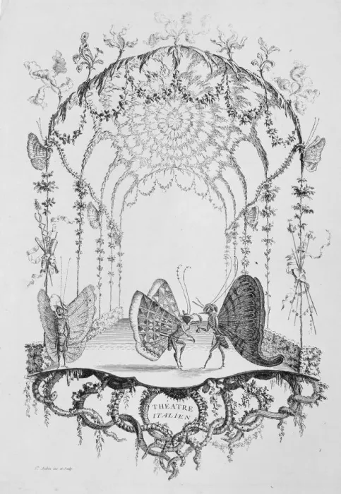 Framed Print : Italian Theatre (Theatre Italien), from Essai de Papilloneries Humaines par Saint A Framed Print : Italian Theatre (Theatre Italien), from Essai de Papilloneries Humaines par Saint A