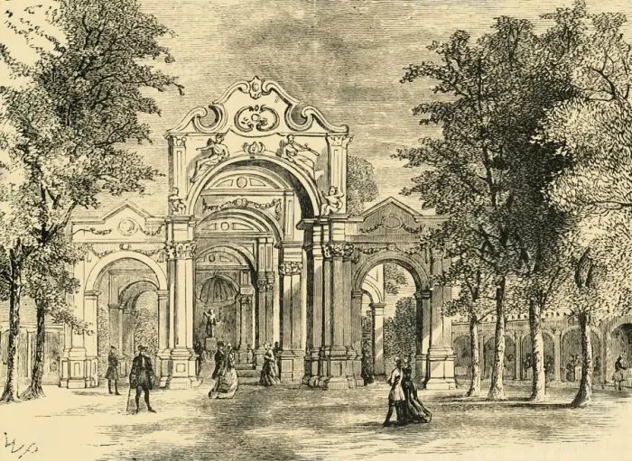 Framed Print : The Italian Walk, Vauxhall Gardens, (c1878). Creator: Unknown Framed Print : The Italian Walk, Vauxhall Gardens, (c1878). Creator: Unknown