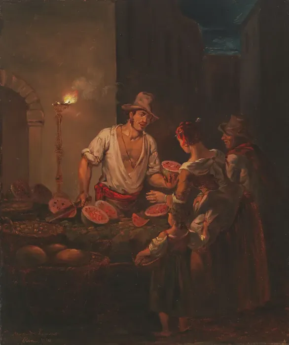 Framed Print : Italian Watermelon Merchant, 1820. Creator: Alexander Lauréus Framed Print : Italian Watermelon Merchant, 1820. Creator: Alexander Lauréus