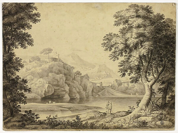 Italianate Landscape with Lake and Castle on Cliffs, n.d. Creator: Harriette Anne Seymour