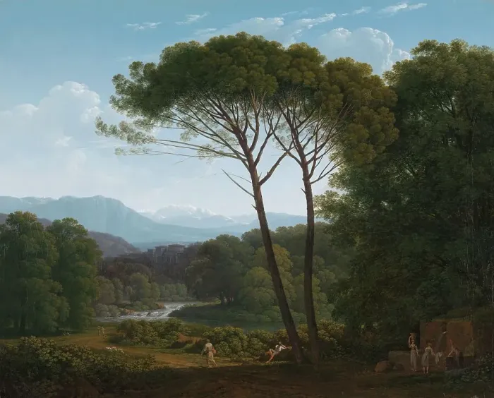 Framed Print : Italianate Landscape with Pines, 1795. Creator: Hendrik Voogd Framed Print : Italianate Landscape with Pines, 1795. Creator: Hendrik Voogd