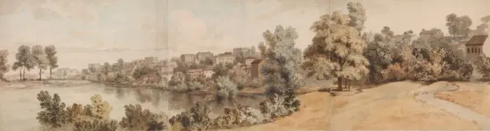 Framed Print : Italianate River Landscape, 1750-60. Creator: William Taverner Framed Print : Italianate River Landscape, 1750-60. Creator: William Taverner