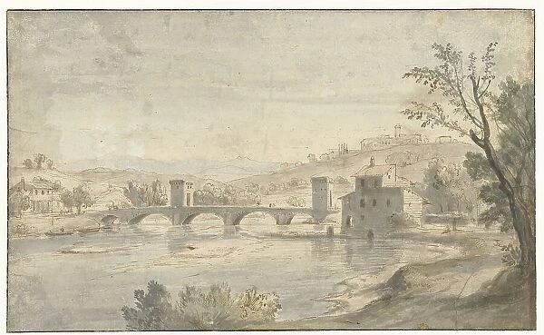 Italianate River Landscape with a Bridge, 1674-1736. Creator: Gaspar van Wittell