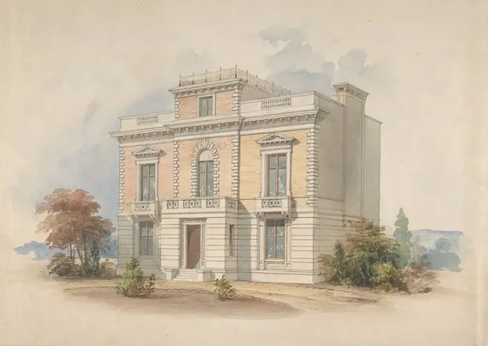 Framed Print : An Italianate Villa, 1820-85. Creator: Henry Edward Kendall Framed Print : An Italianate Villa, 1820-85. Creator: Henry Edward Kendall