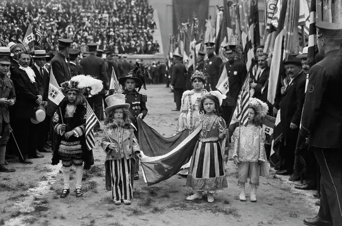 Framed Print : Italians in stadium, 1917. Creator: Bain News Service Framed Print : Italians in stadium, 1917. Creator: Bain News Service