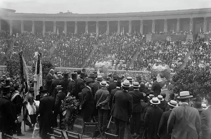 Framed Print : Italians in stadium, 23 Jun 1917. Creator: Bain News Service Framed Print : Italians in stadium, 23 Jun 1917. Creator: Bain News Service