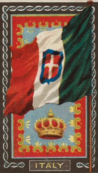 Framed Print : Italy, from Flags of All Nations, Series 1 (N9) for Allen & Ginter Cigarettes Brands Framed Print : Italy, from Flags of All Nations, Series 1 (N9) for Allen & Ginter Cigarettes Brands