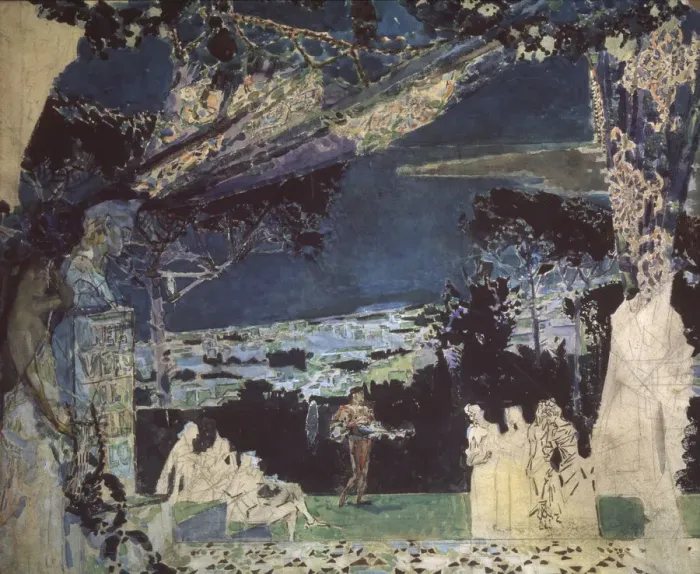 Framed Print : Italy. Night in Naples. Curtain design for the Private Russian Opera, 1891. Artist: Vrubel, Mikhail Alexandrovich (1856-1910) Framed Print : Italy. Night in Naples. Curtain design for the Private Russian Opera, 1891. Artist: Vrubel, Mikhail Alexandrovich (1856-1910)