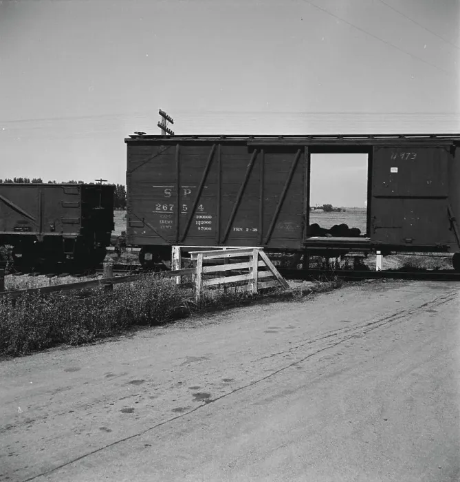 Framed Print : Itinerant laborers riding the freight, West side of San Joaquin Valley, California, 1938. Creator: Dorothea Lange Framed Print : Itinerant laborers riding the freight, West side of San Joaquin Valley, California, 1938. Creator: Dorothea Lange