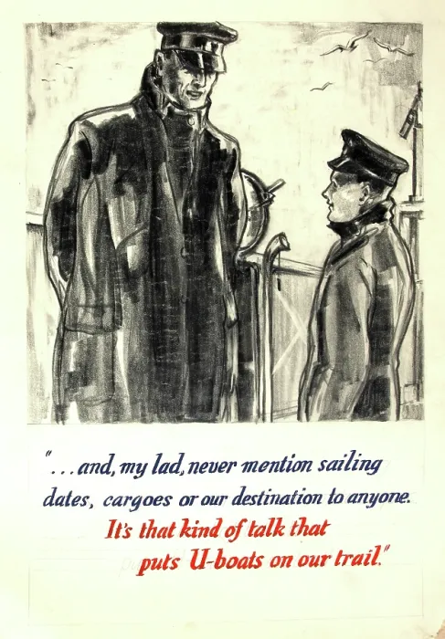 Framed Print : '..it's that kind of talk that puts U-boats on our trail', WWII poster, between 1939 and 1946 Framed Print : '..it's that kind of talk that puts U-boats on our trail', WWII poster, between 1939 and 1946