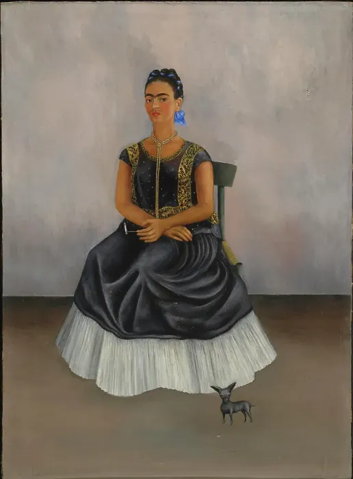 Framed Print : Itzcuintli Dog with Me (Self-Portrait), 1938. Creator: Frida Kahlo Framed Print : Itzcuintli Dog with Me (Self-Portrait), 1938. Creator: Frida Kahlo