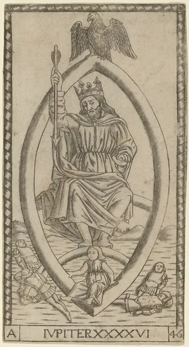 Framed Print : Iupiter (Jupiter), probably c. 1470. Creator: Master of the S-Series Tarocchi Framed Print : Iupiter (Jupiter), probably c. 1470. Creator: Master of the S-Series Tarocchi