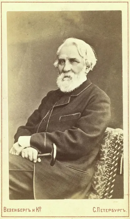 Framed Print : Ivan Sergeevich Turgenev, three-quarter length portrait, seated, facing left, between 1880 and 1886. Creator: Unknown Framed Print : Ivan Sergeevich Turgenev, three-quarter length portrait, seated, facing left, between 1880 and 1886. Creator: Unknown