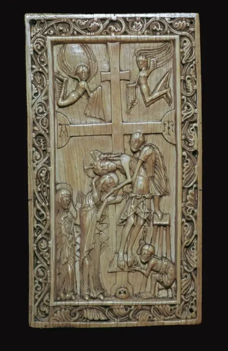 Framed Print : Ivory carving of the deposition from the cross Framed Print : Ivory carving of the deposition from the cross