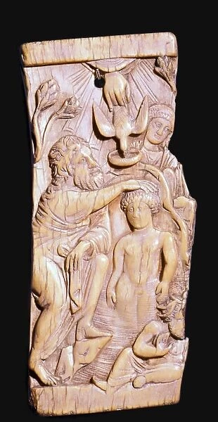 Ivory panel showing the baptism of Christ, 6th century