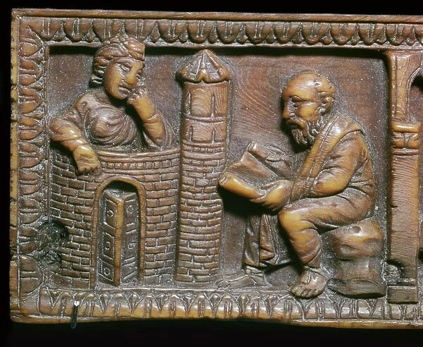 Ivory panel showing St Paul and Thecla, 4th century
