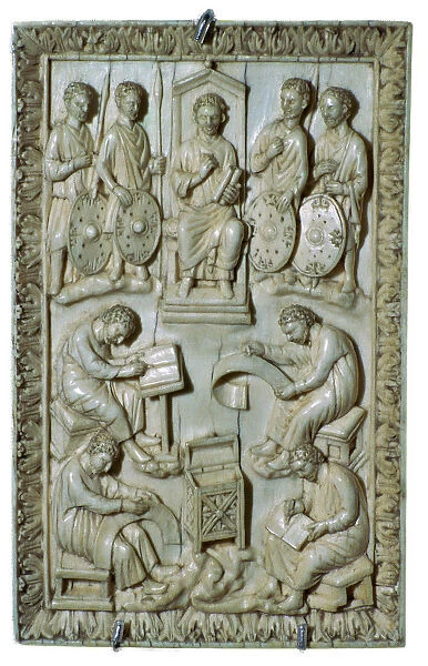 Ivory plaque of a reliquary from the treasure of St Denis, 10th century