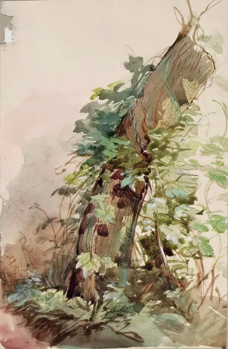 Framed Print : Ivy Covered Tree Stump, c1840s. Creator: John Phillip