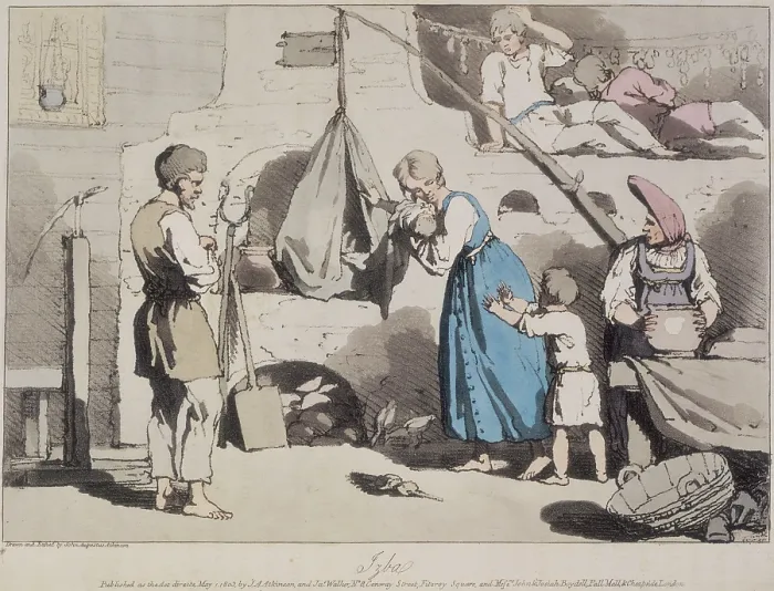 Framed Print : Izba'; a Russian family, 1812. Creator: John Augustus Atkinson. Izba'; a Russian family, 1812. Creator: John Augustus Atkinson Framed Print : Izba'; a Russian family, 1812. Creator: John Augustus Atkinson. Izba'; a Russian family, 1812. Creator: John Augustus Atkinson
