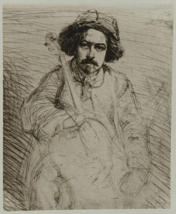 Framed Print : J. Becquet, Sculptor, 1859. Creator: James Abbott McNeill Whistler Framed Print : J. Becquet, Sculptor, 1859. Creator: James Abbott McNeill Whistler