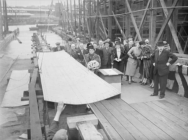 J. S. White laying the keel of the Brazilian destroyer Javary, 30th March 1938