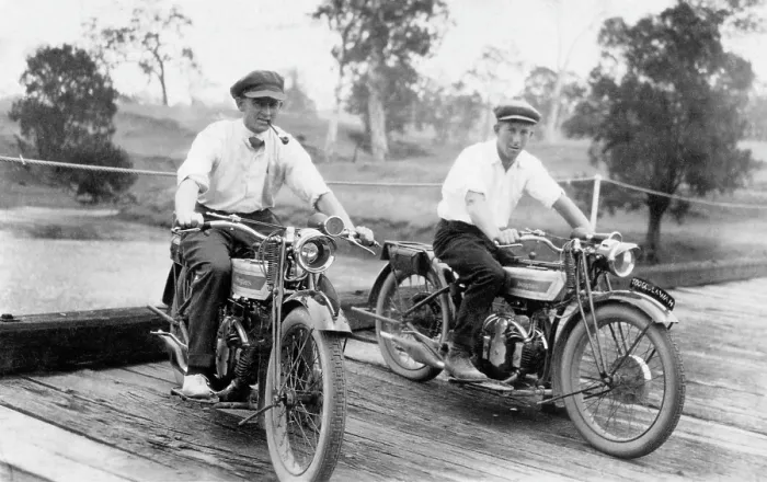 Framed Print : Jack Bain (right in image) and another man on Harlin Bridge, 1926. Creator: Jack Bain Framed Print : Jack Bain (right in image) and another man on Harlin Bridge, 1926. Creator: Jack Bain