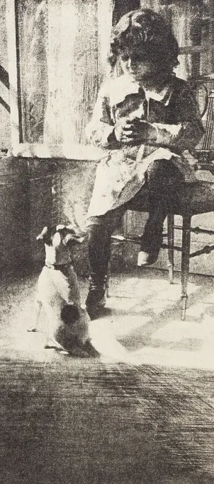 Framed Print : Jack and his dog, 1902. From the portfolio: Robert Demachy, c1902-1914. Creator: Robert Demachy Framed Print : Jack and his dog, 1902. From the portfolio: Robert Demachy, c1902-1914. Creator: Robert Demachy