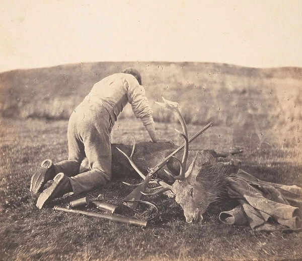 Jack Gralloching a Stag, ca. 1856-58. Creator: Horatio Ross