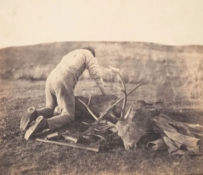 Framed Print : Jack Gralloching a Stag, ca. 1856-58. Creator: Horatio Ross Framed Print : Jack Gralloching a Stag, ca. 1856-58. Creator: Horatio Ross